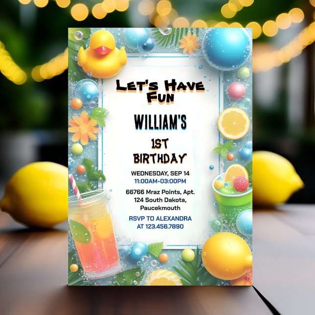 Motif Splash Bubbles Summer Duck Foam 1. Geburtsta Einladung (Von Creator hochgeladen)