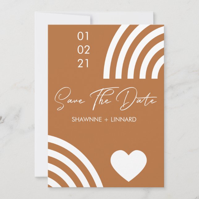 Motif Terracotta Boho Script Save the Date Foto Einladung (Vorderseite)
