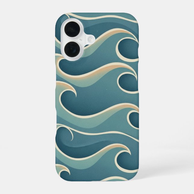 Motif Vintage à Vagues Stylisées iPhone 16 Hülle (Rückseite)