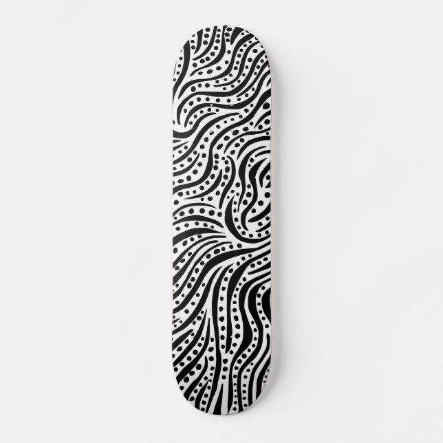 Motion on the Water - Black on White Skateboard (Vorderseite)