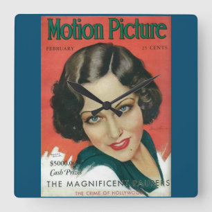 Motion Picture February 1931 Gloria Swanson cover Quadratische Wanduhr
