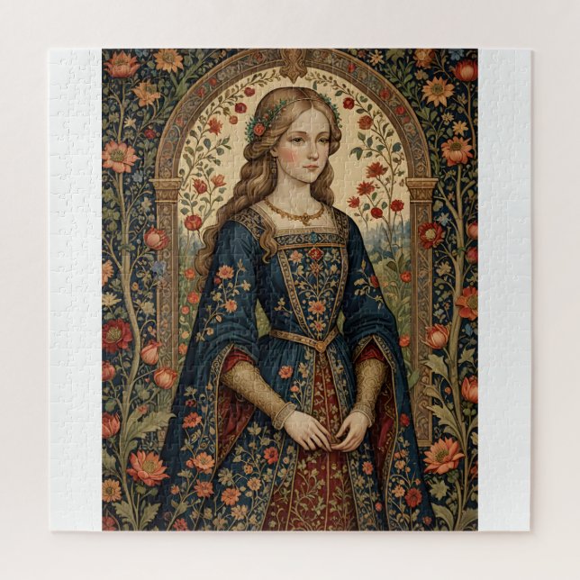 Motiv: Dame im Mittelaltergarten der Renaissance Puzzle (Vertikal)