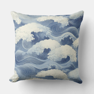 🌊 Motiv für blaue Wellen in Japan🌊 Kissen