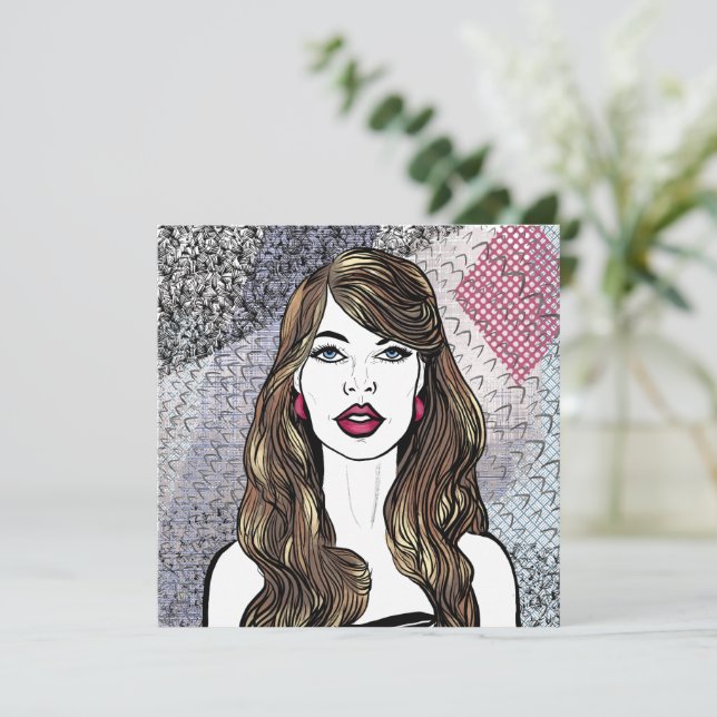 Motiv: Mädchen mit langen, braunen Haaren (Stehend Vorderseite)