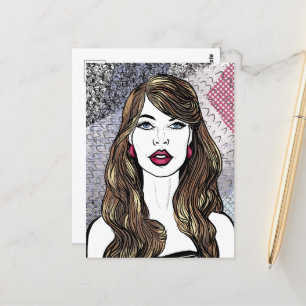 Motiv: Mädchen mit langen, braunen Haaren Postkarte