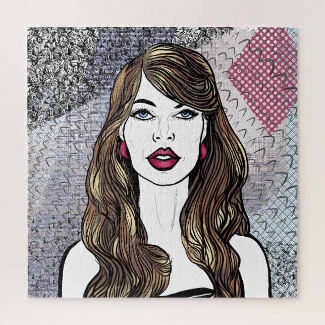 Motiv: Mädchen mit langen, braunen Haaren Puzzle (Vertikal)