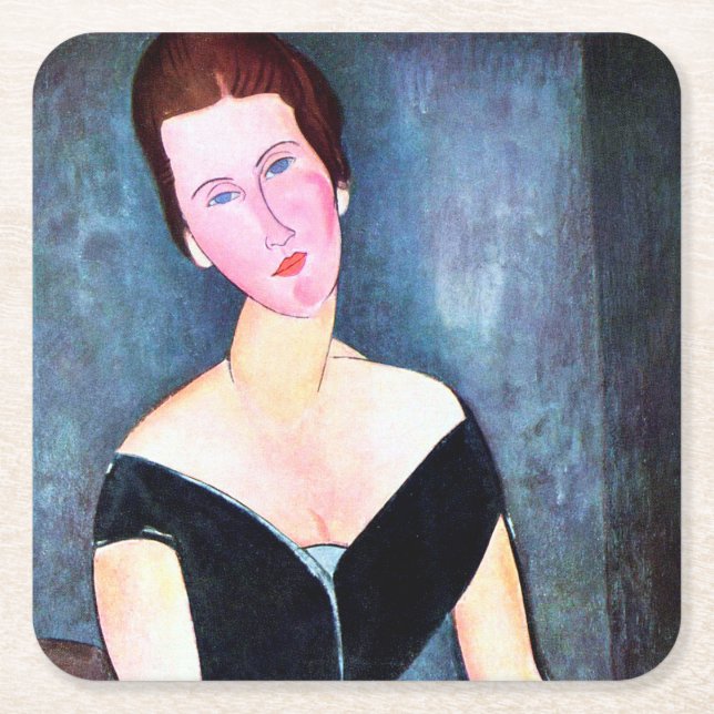 Motiv: Modigliani Rechteckiger Pappuntersetzer (Vorderseite)