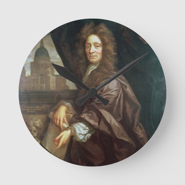 Motiv: Sir Christopher Wren Runde Wanduhr (Vorderseite)