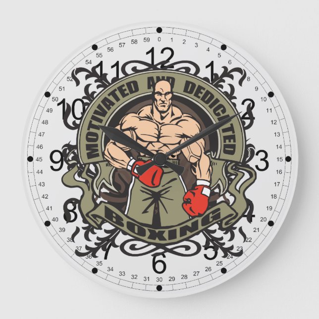 Motivated Boxing Große Wanduhr (Vorderseite)