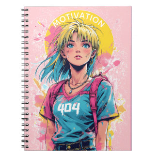 Motivation 404 Rosa Ästhetik | Bleibe motiviert Notizblock