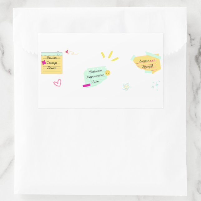 Motivation and positive vibes rechteckiger aufkleber (Tasche)