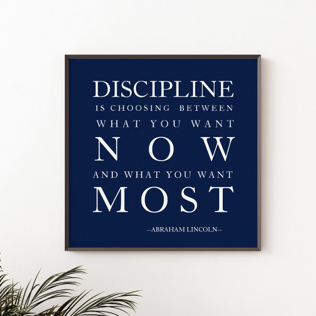 Motivation Discipline Navy Blue White Poster (Von Creator hochgeladen)