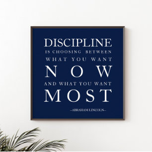 Motivation Disziplin Navy Blau Weiß  Poster