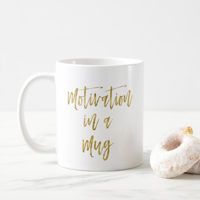 Motivation in Tasse Funny Gold Typograf Geschenk (Mit Donut)