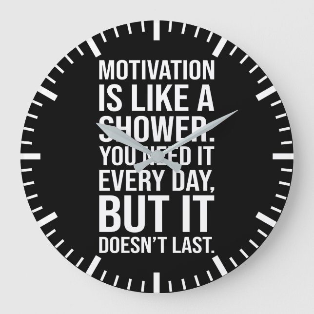 Motivation ist wie ein Duschangebot - Funny Große Wanduhr (Vorderseite)