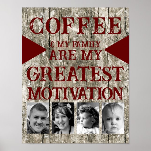 Motivation Kaffeegenfamilie 4 Foto grau bordeauxro Poster (Vorne)