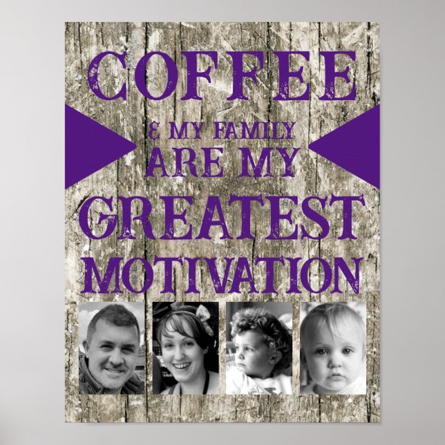 Motivation Kaffeegenfamilie 4 Foto grau lila Poster (Vorne)