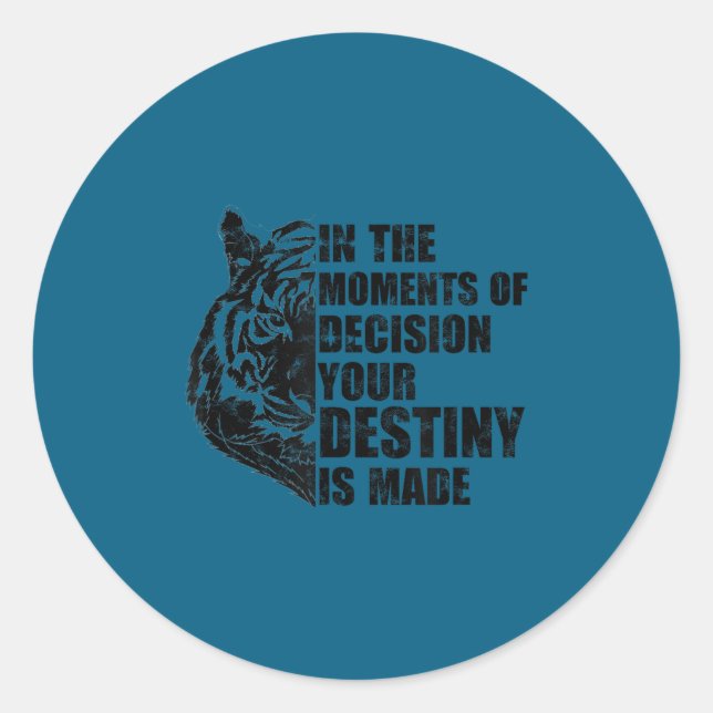 Motivation Success Mindset Quote With Tiger - Moti Runder Aufkleber (Vorderseite)