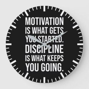 Motivation vs Discipline - Success Inspirational Große Wanduhr