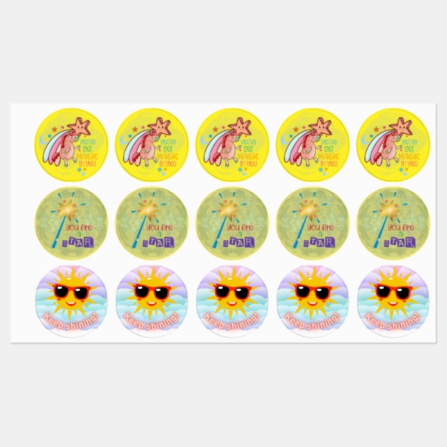 Motivational and Inspiring Stickers for Kids Etiketten (Blatt)