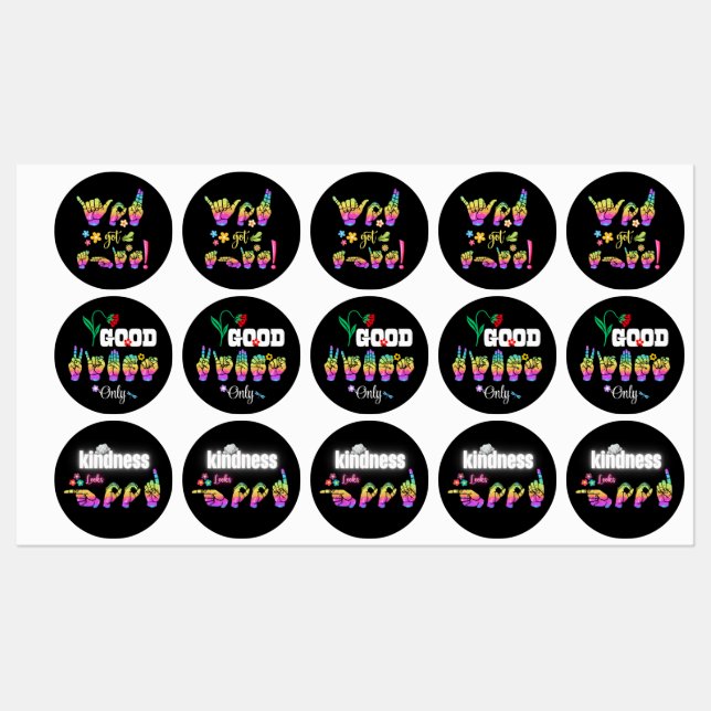 "Motivational ASL Sticker Trio" Stickers (Blatt)