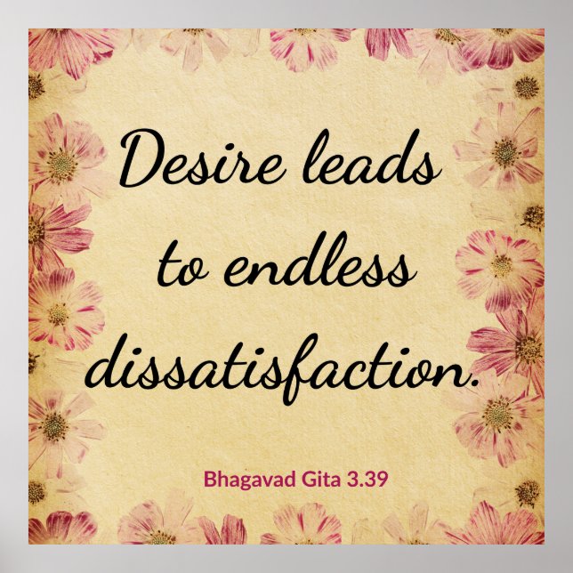 Motivational Beige Gita Desire Dissatisfaction Poster (Vorne)