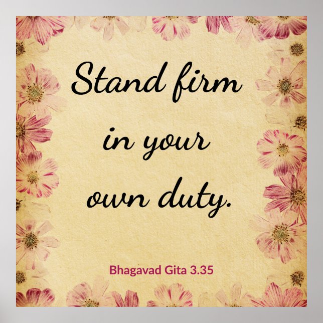 Motivational Beige Pink Gita Duty Firmness Print Poster (Vorne)