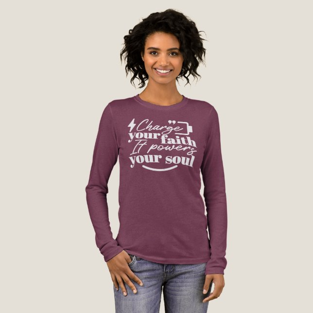 Motivational Christian Quote – Charge Your Faith Tri-Blend Shirt (Volle Vorderseite)