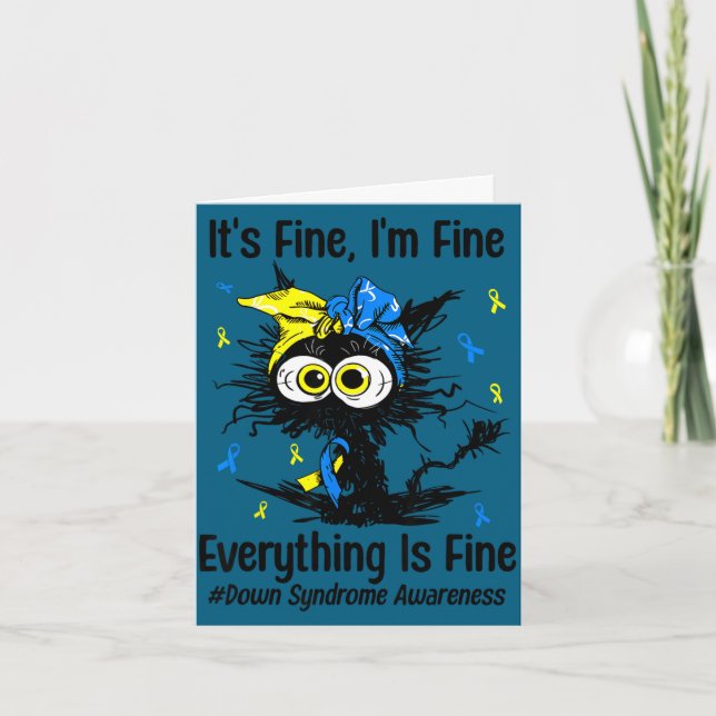 Motivational down syndrome awareness cat t21 karte (Vorderseite)