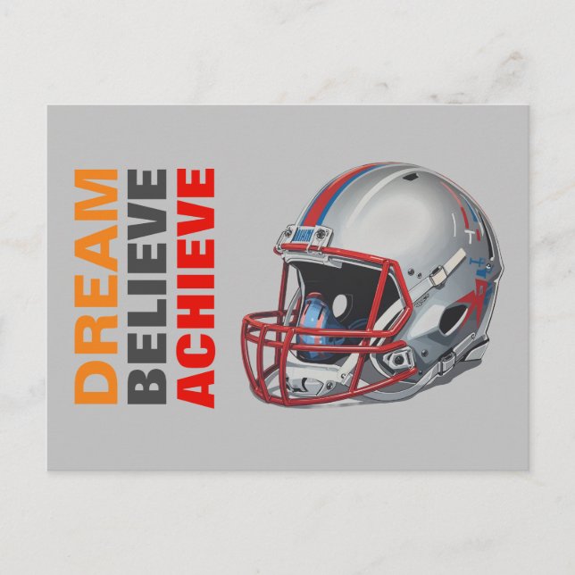 Motivational Dream Believe Achieve Football Postkarte (Vorderseite)