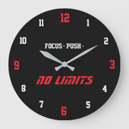 Motivational Fitness Wall Clock Black Große Wanduhr
