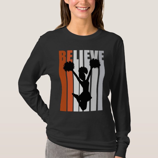 Motivational Girls Cheerleading Womens Believe Ora T-Shirt (Vorderseite)