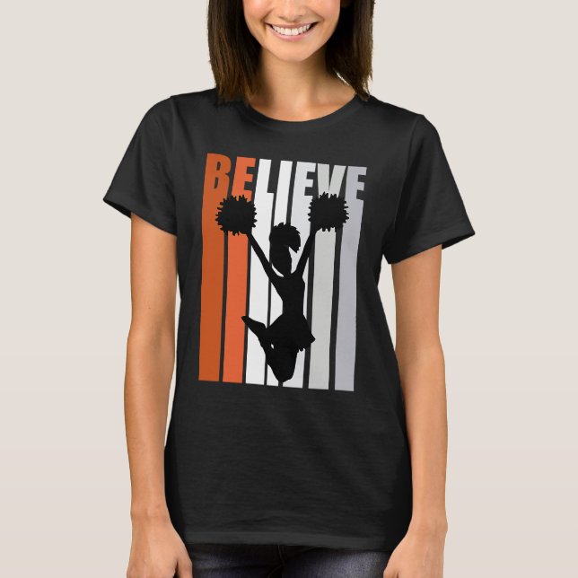 Motivational Girls Cheerleading Womens Believe Ora T-Shirt (Vorderseite)