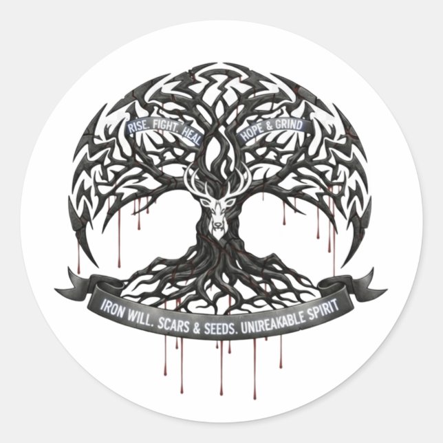 Motivational Hope & Strength Round Stocker  Runder Aufkleber (Vorderseite)