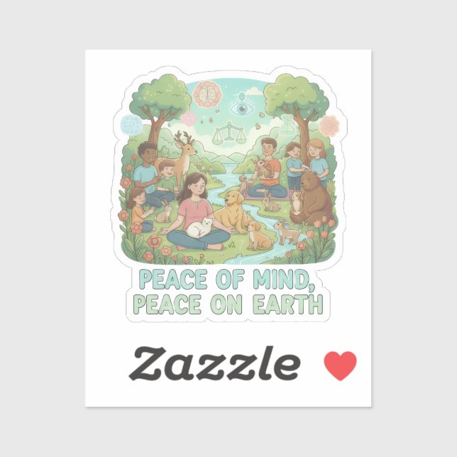 Motivational Peace of Mind, Peace on Earth Design Aufkleber (Blatt)