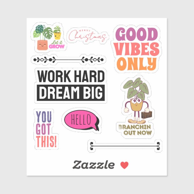 Motivational Plant Quote Sticker Sheet | Christmas (Blatt)