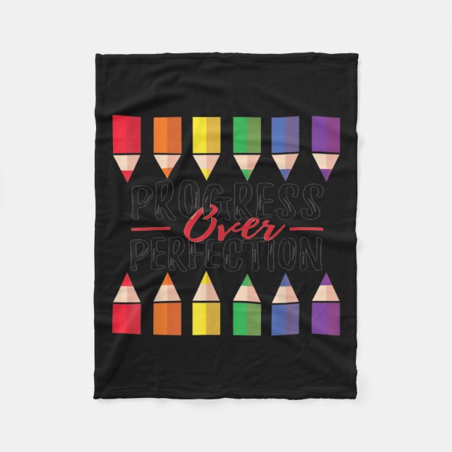 Motivational Progress Over Perfection Back To Scho Fleecedecke (Vorderseite)