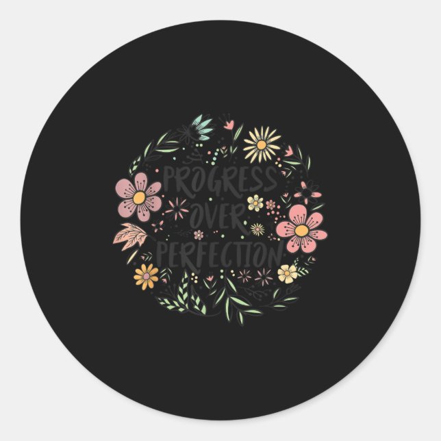 Motivational Progress Over Perfection Back To Scho Runder Aufkleber (Vorderseite)