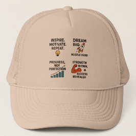 Motivational Quote Cap – Hustle Hard, Dream Big, I Truckerkappe
