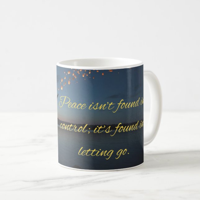 Motivational Quote Mug: Finding Peace Kaffeetasse (VorderseiteRechts)