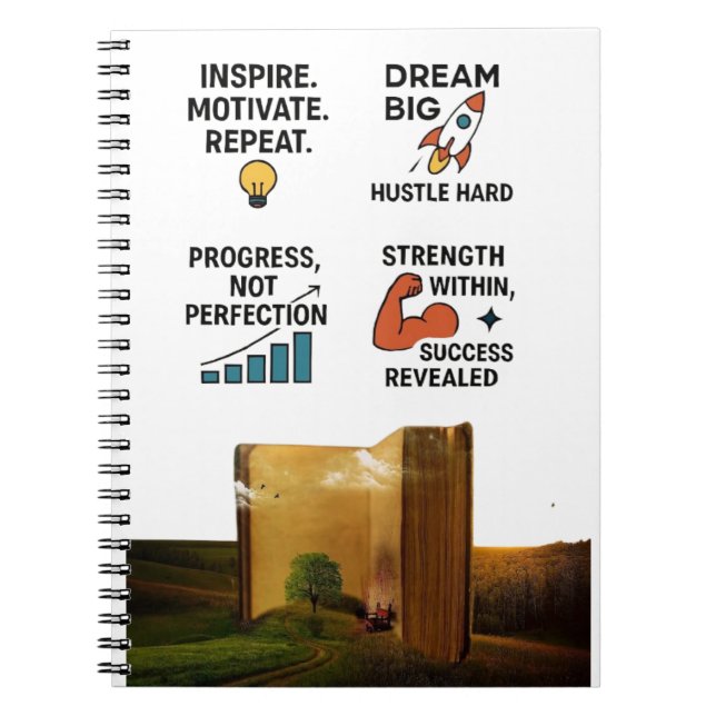"Motivational Quotes Notebook – Dream Big, Hustle  Notizblock (Vorderseite)