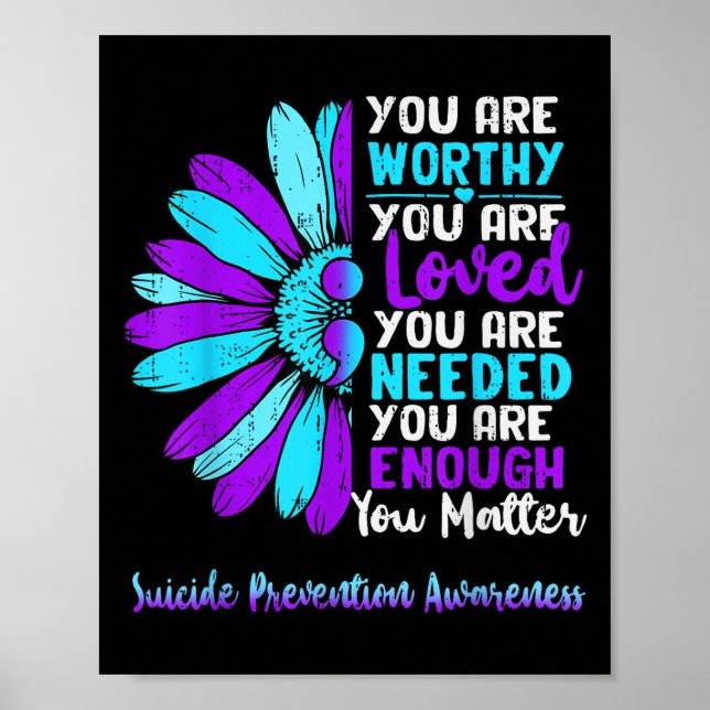 Motivational Suicide Prevention Awareness Teal Pur Poster (Vorne)