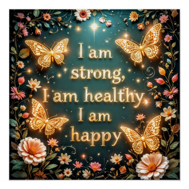 Motivational text with butterflies #1 poster (Vorderseite)