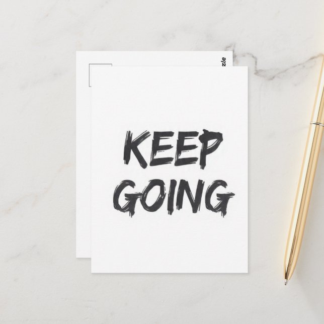 Motivational typography keep going paint stroke postkarte (Vorderseite/Rückseite Beispiel)