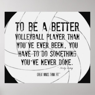 Motivational Volleyball Print 007 Black and White Poster