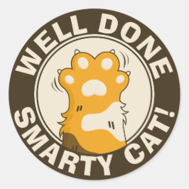 Motivational Well done Smarty Cat Cute Reward Runder Aufkleber