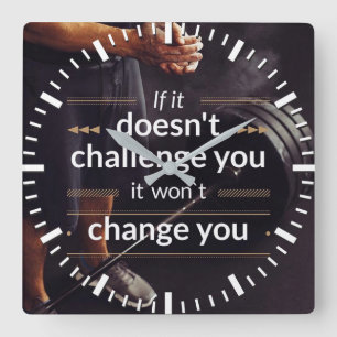 Motivational Words - Workout Quadratische Wanduhr