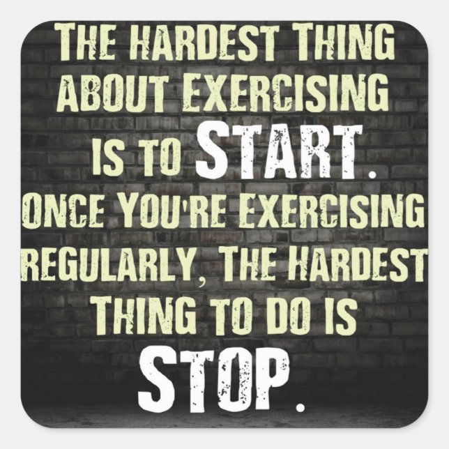 Motivationales Fitness Gym Quadratischer Aufkleber (Vorderseite)