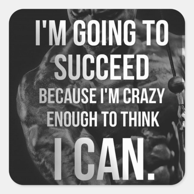 Motivationales Fitness Gym Quadratischer Aufkleber (Vorderseite)