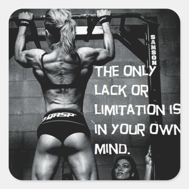 Motivationales Fitness Gym Quadratischer Aufkleber (Vorderseite)